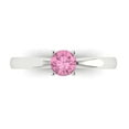 thumbnail image 1 of Clara Pucci 14K White Gold Solid Gold Pink Solitaire Anniversary Ring for Women - 0.5 cttw Round Cut, 1 of 8