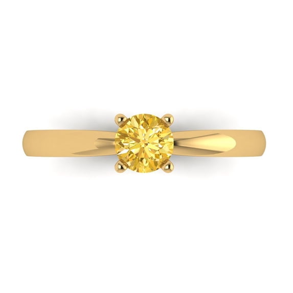 Clara Pucci 14K Yellow Gold Solid Gold Yellow Solitaire Anniversary Ring for Women - 0.5 cttw Round Cut