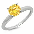 thumbnail image 1 of 0.5 ct Round Cut Natural Citrine Solitaire 18K White Gold Womens Engagement Ring, 1 of 5