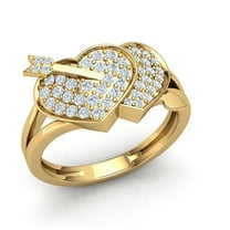 0.5ctw Round Cut Diamond Prong Fancy Heart Engagement Anniversary Band Bridal Ring Solid 14K Gold GH I1