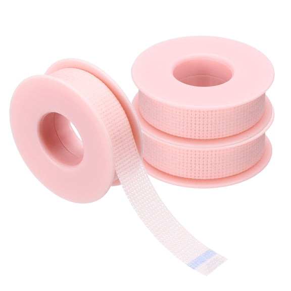0.5in x 4.9yd Eyelash Tape, 3 Rolls Eye Lash Tape Silicone Pain-Free Removal Breathable Easy Tear Adhesive for Eyelash Extensions Clusters Makeup Eye Shadow Eyeliner Lift, Pink
