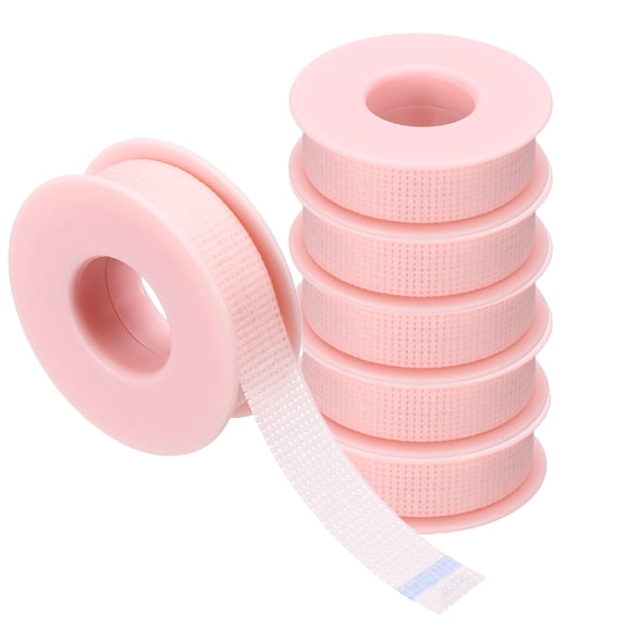 0.5in x 4.9yd Eyelash Tape, 6 Rolls Eye Lash Tape Silicone Pain-Free Removal Breathable Easy Tear Adhesive for Eyelash Extensions Clusters Makeup Eye Shadow Eyeliner Lift, Pink