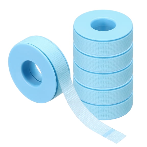 0.5in x 9.84yd Eyelash Tape, 6 Rolls Eye Lash Tape Silicone Pain-Free Removal Breathable Easy Tear Adhesive for Eyelash Extensions Clusters Makeup Eye Shadow Eyeliner Lift, Blue