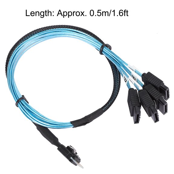 0.5m Mini SAS 38-Pin SFF-8654 to 4x  Data Cable for Server Hard Drive Host 12Gbps