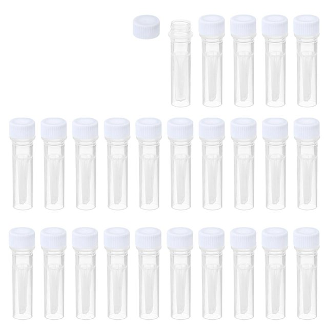 0.5ml Plastic Cryogenic, 25Pcs Self Standing Cryogenic Vial Screw Top Freeze Test Tube for Lab