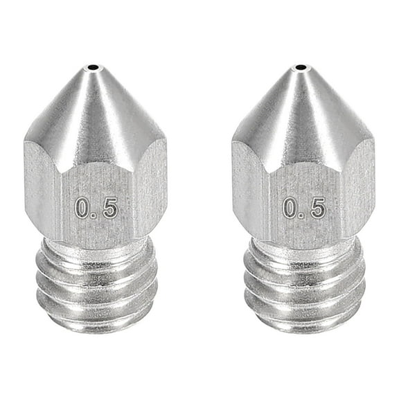 0.5mm 3D Printer Nozzle, Fit for MK8 Extruder Head, for 1.75mm Filament Stainless Steel 2pcs
