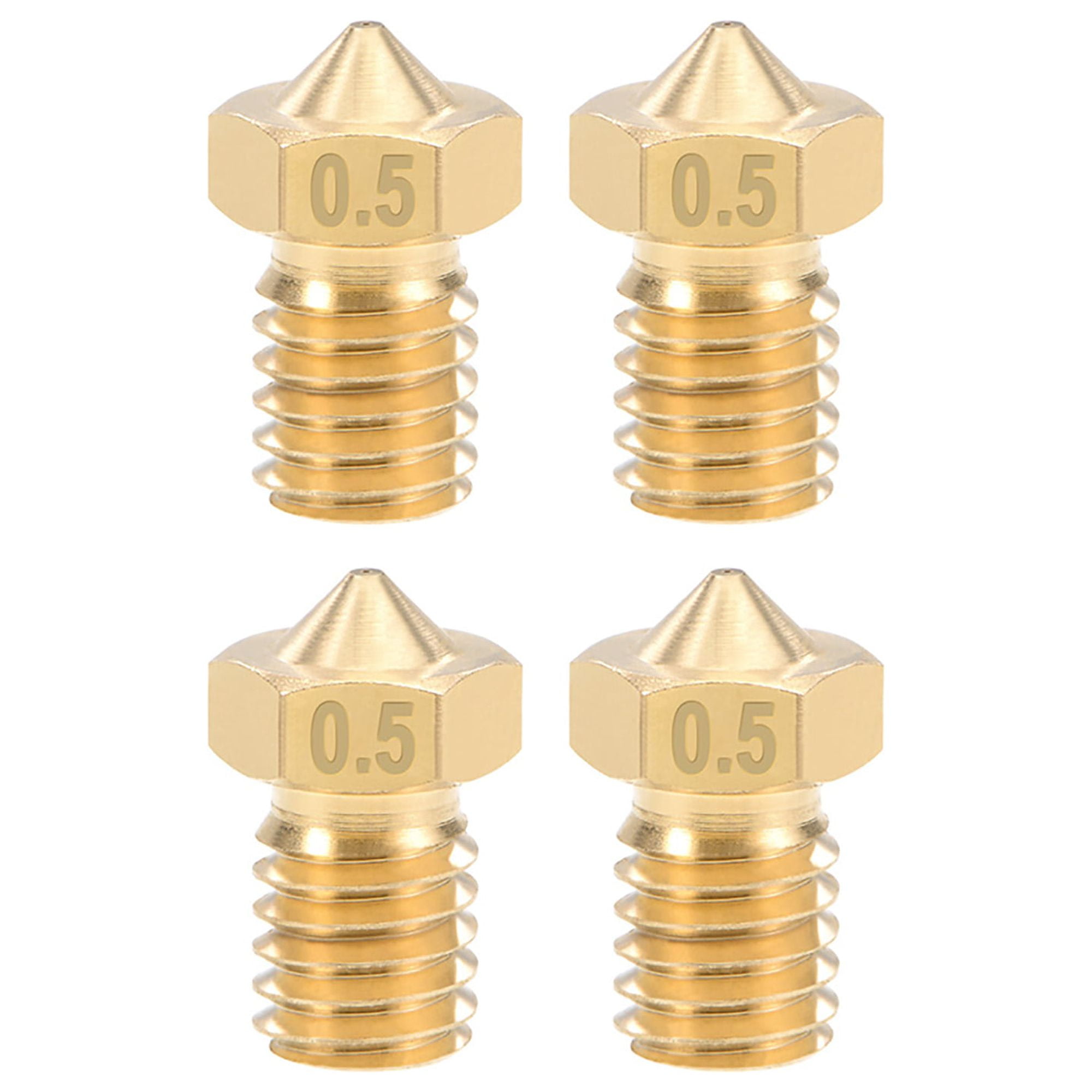UNIQUE BARGAINS 0.5mm 3D Printer Nozzle Head M6 Thread for V5 V6 3mm Extruder Print, Brass 4pcs