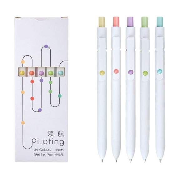 0.5mm Cute Aesthetic Retractable Gel Pens Set, Academic Style Black Ink Click Pen For Journaling, Soft Grip Fine Point Pens For Desk Supplies (Multicolor, 14.5*1)