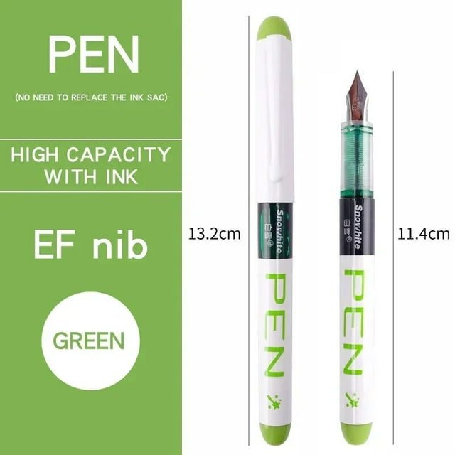 0.5mm F /0.38mm EF Extra Fine Nib Disposable Classic Fountain Pens For Writing For Student Office Painting & Creative Projects EF-Green 12pcs
