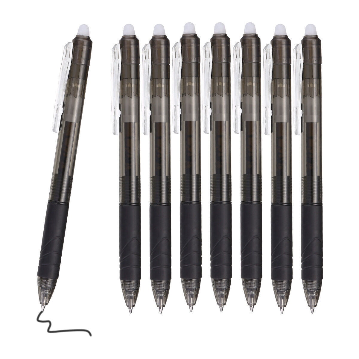 0.5mm Fine Point Erasable Gel Pens , Black, Pack of 12 School Kids Students Pen