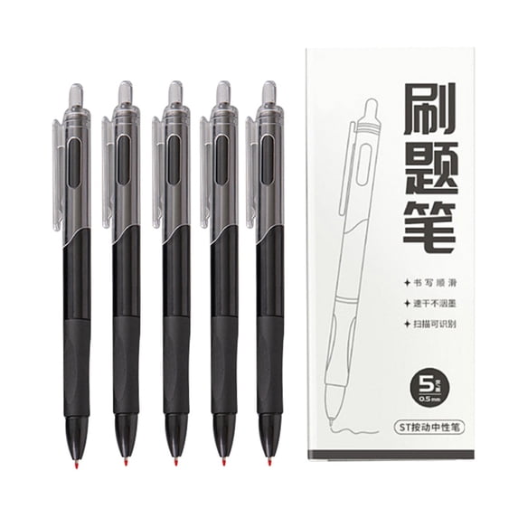 0.5mm Gel Pens 5 Pack, Black Ink Pens Fine Point Smooth Writing, No Smudge Quick Dry Retractable Pens with Soft Grip for Journaling Note Taking Office Schǒ-ǒl Supplies - Aesthetic Morandi Colors