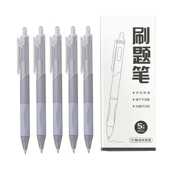 0.5mm Gel Pens 5 Pack, Black Ink Pens Fine Point Smooth Writing, No Smudge Quick Dry Retractable Pens with Soft Grip for Journaling Note Taking Office Schǒ-ǒl Supplies - Aesthetic Morandi Colors