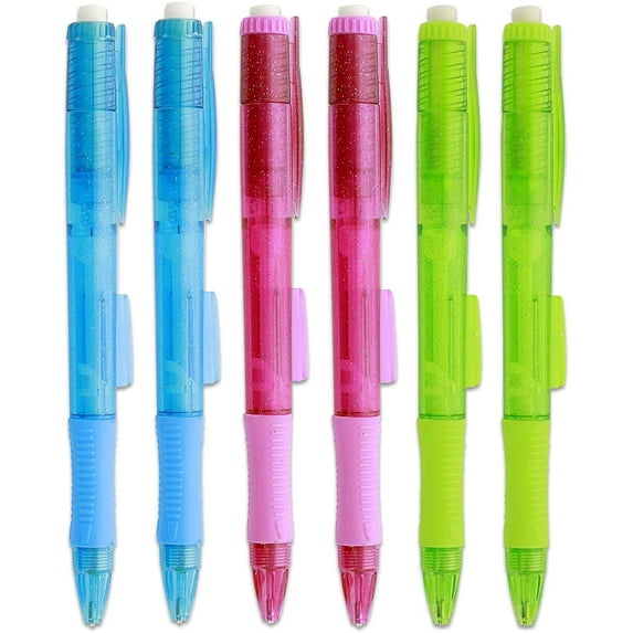 0.5mm Mechanical Pencil with Cushion Grip and Eraser Top Refillable and Retractable Ideal for General Writing Its Grip Comes in Assorted Colors - (3 per Pack) (Pack of 2) - By Emraw