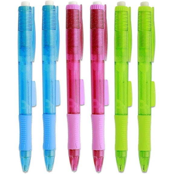 0.5mm Mechanical Pencil with Cushion Grip and Eraser Top Refillable and Retractable Ideal for General Writing Its Grip Comes in Assorted Colors - (3 per Pack) (Pack of 2) - By Emraw