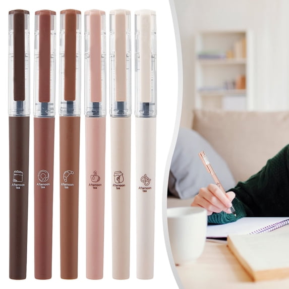 0.5mm Quick Dry Gel Ink Pens, 6Pcs Slim Fine Point Neutral Pens, Smooth Retractable Quick Drying Fine Line Writing Pen Set for Office Journal Note Daily Writing Projects