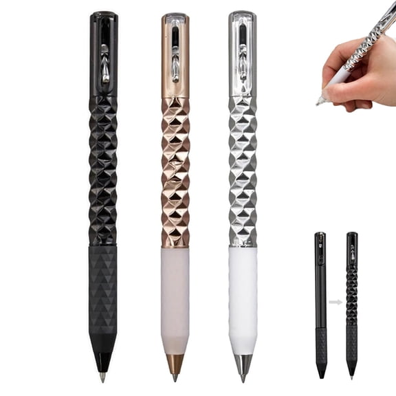 0.5mm Retractable Metal Geometric Pen, Shape Shifting Switch Pen for Writing and Drawing