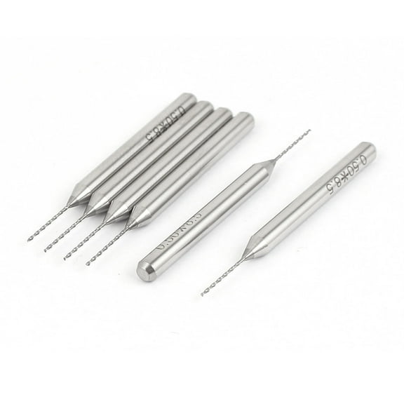0.5mm Tip 8.5mm Cutting Depth Straight Shank Carbide Micro Drill Bits Tool 6 Pcs