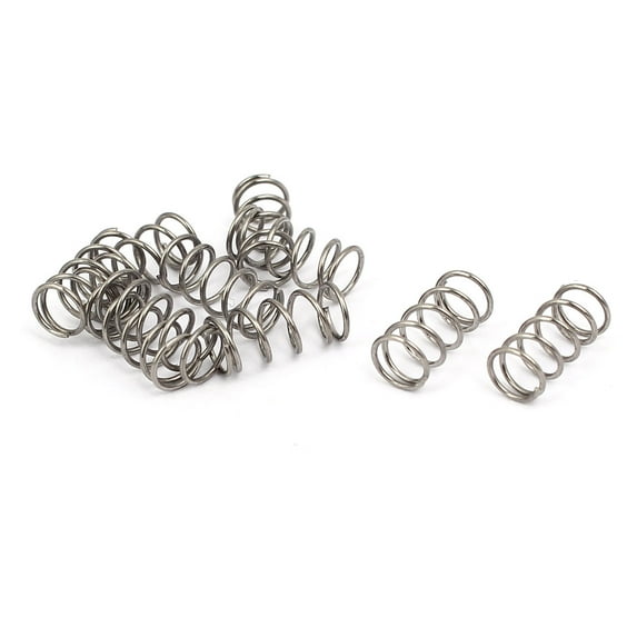0.5mmx5mmx10mm 304 Stainless Steel Compression Springs Silver Tone 10pcs