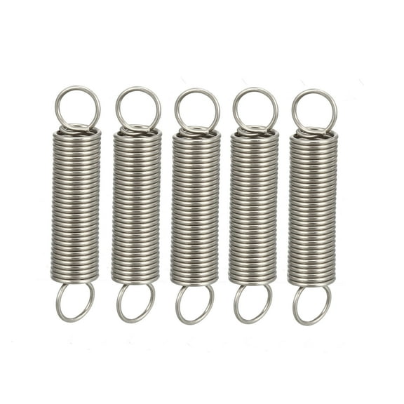 0.5x5x25mm Stainless Steel Small Dual Hook Tension Spring, 5pcs