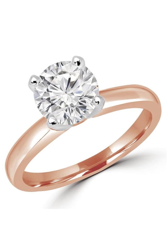0.6 CT Round Diamond Solitaire Engagement Ring in 14K Rose Gold - Size 4.75