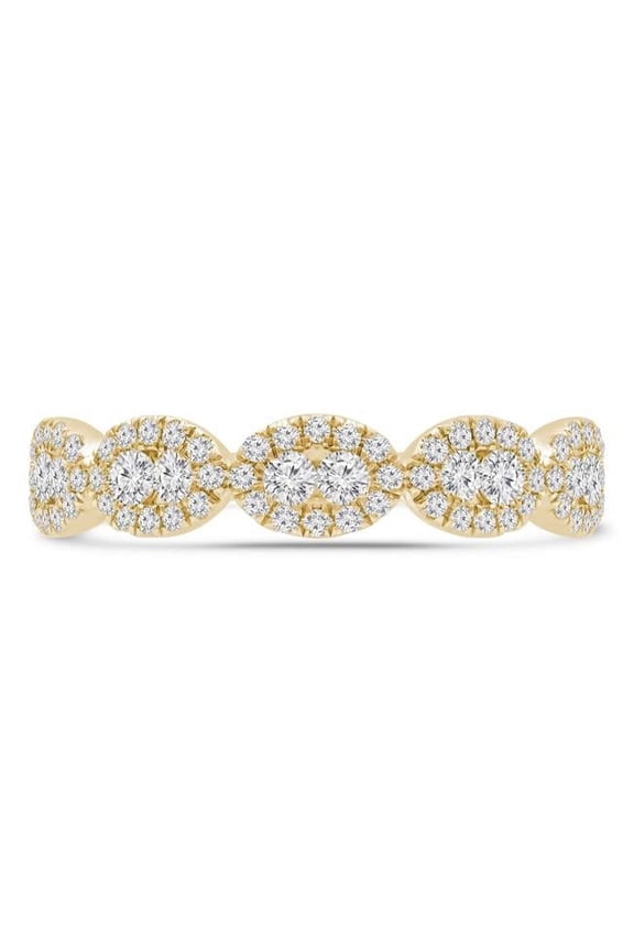 0.6 CTW Round Diamond 0.75 Way Twisted & Braided Semi-Eternity Anniversary Wedding Band Ring in 14K Yellow Gold - Size 6