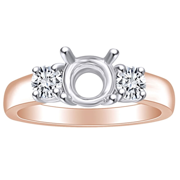AFFY 0.6 Carat (Ctw) Round Shape White Natural Diamond Semi Mount Engagement Ring In 14k Solid Rose Gold Ring Size-9