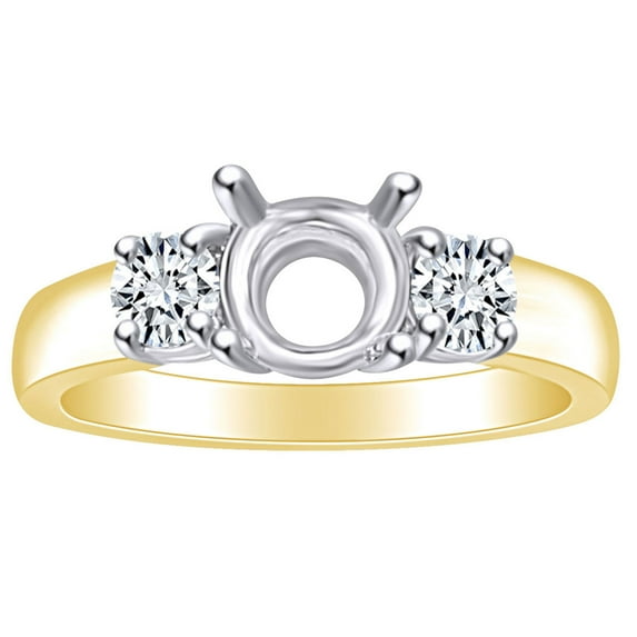AFFY 0.6 Carat (Ctw) Round Shape White Natural Diamond Semi Mount Engagement Ring In 14k Solid Yellow Gold Ring Size-8