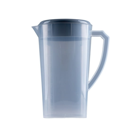 0.6 Gal Clear Plastic Pitcher With Lid Durable & Lightweight 8.86" Drink Container with Spout Filter & Scale for Lemonade, Iced Tea, Milk, Beverages, Gray/Beige