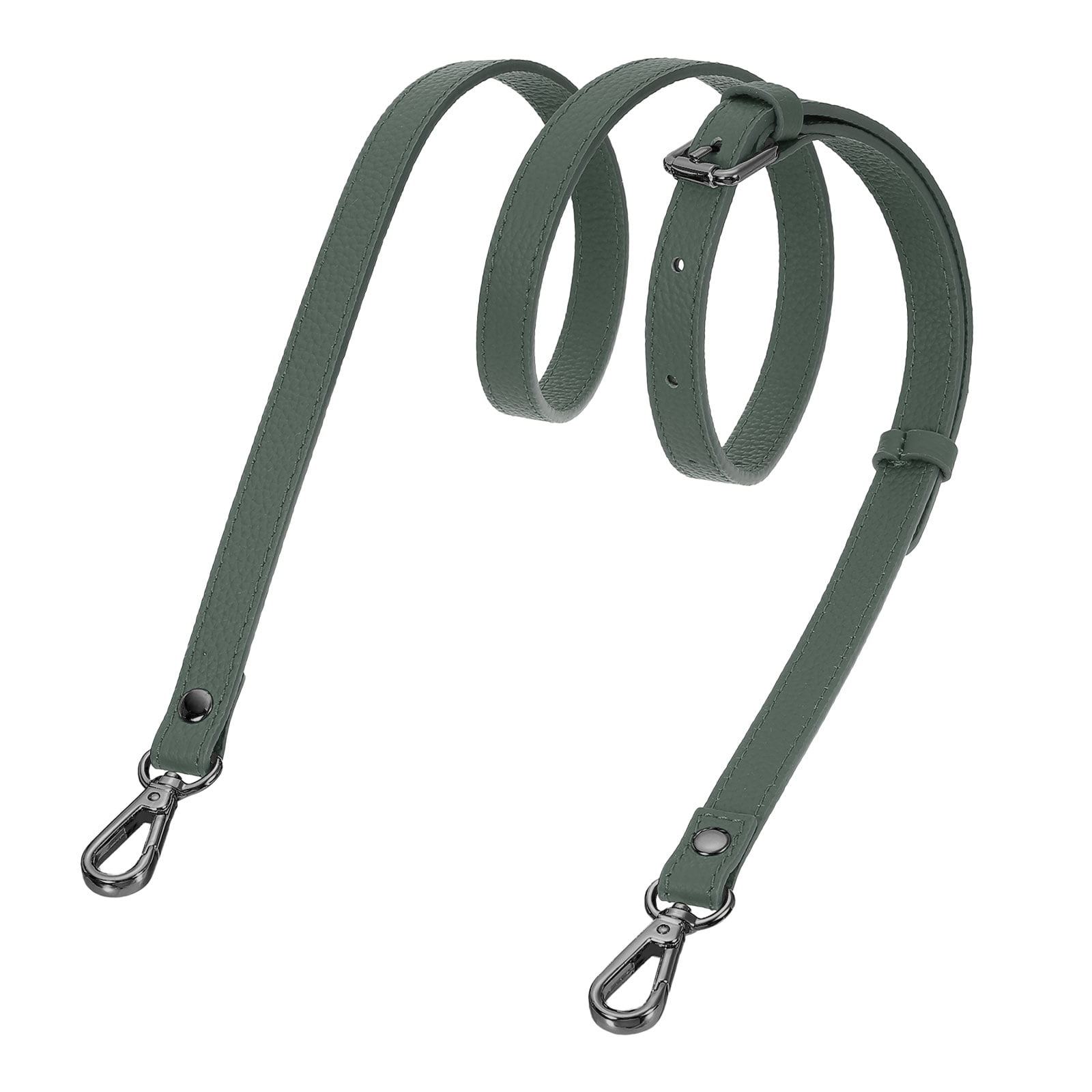 0.6" Genuine Leather Purse Strap for Bag (Almond Green, Black Buckle)