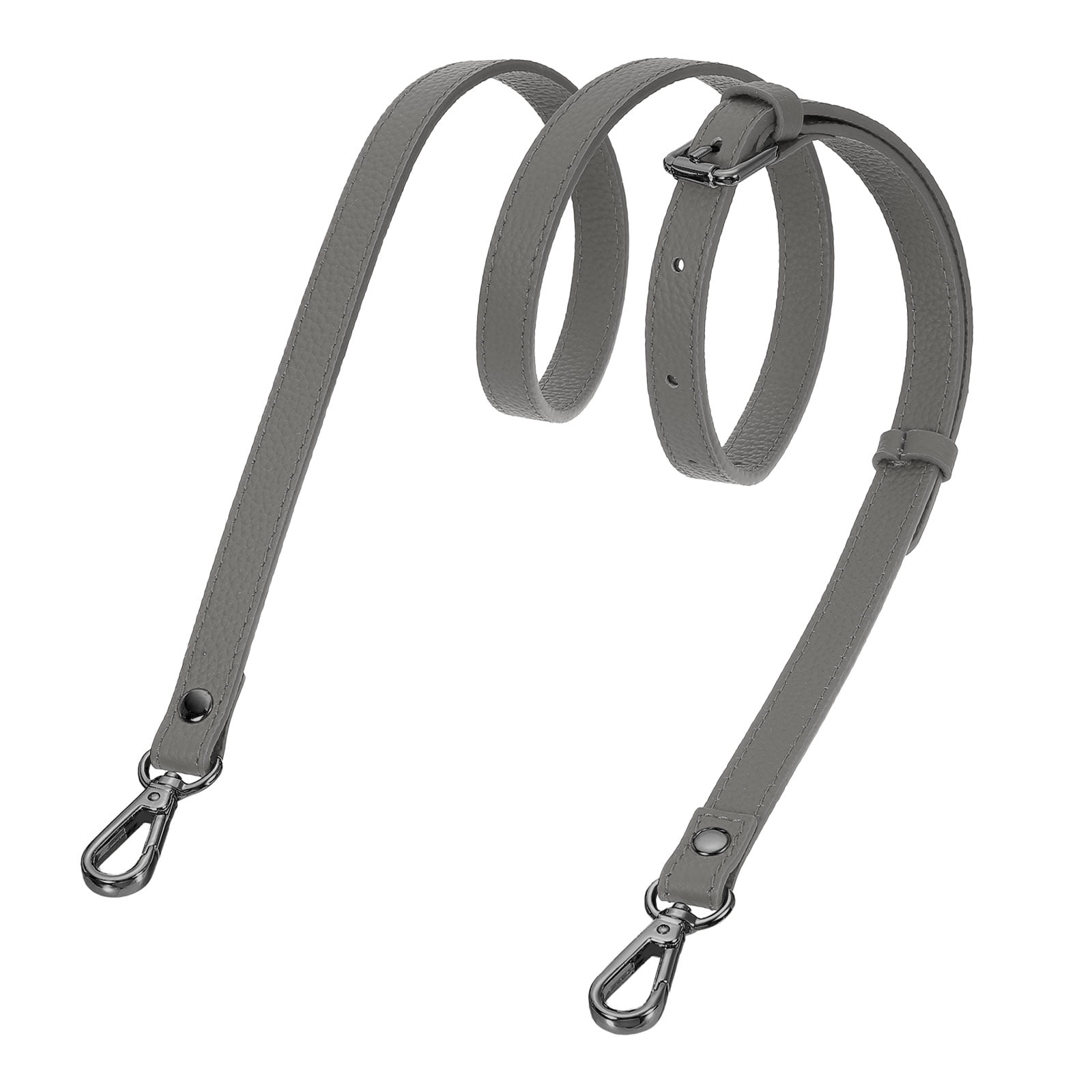 0.6" Genuine Leather Purse Strap for Bag (Dark Gray, Black Buckle)