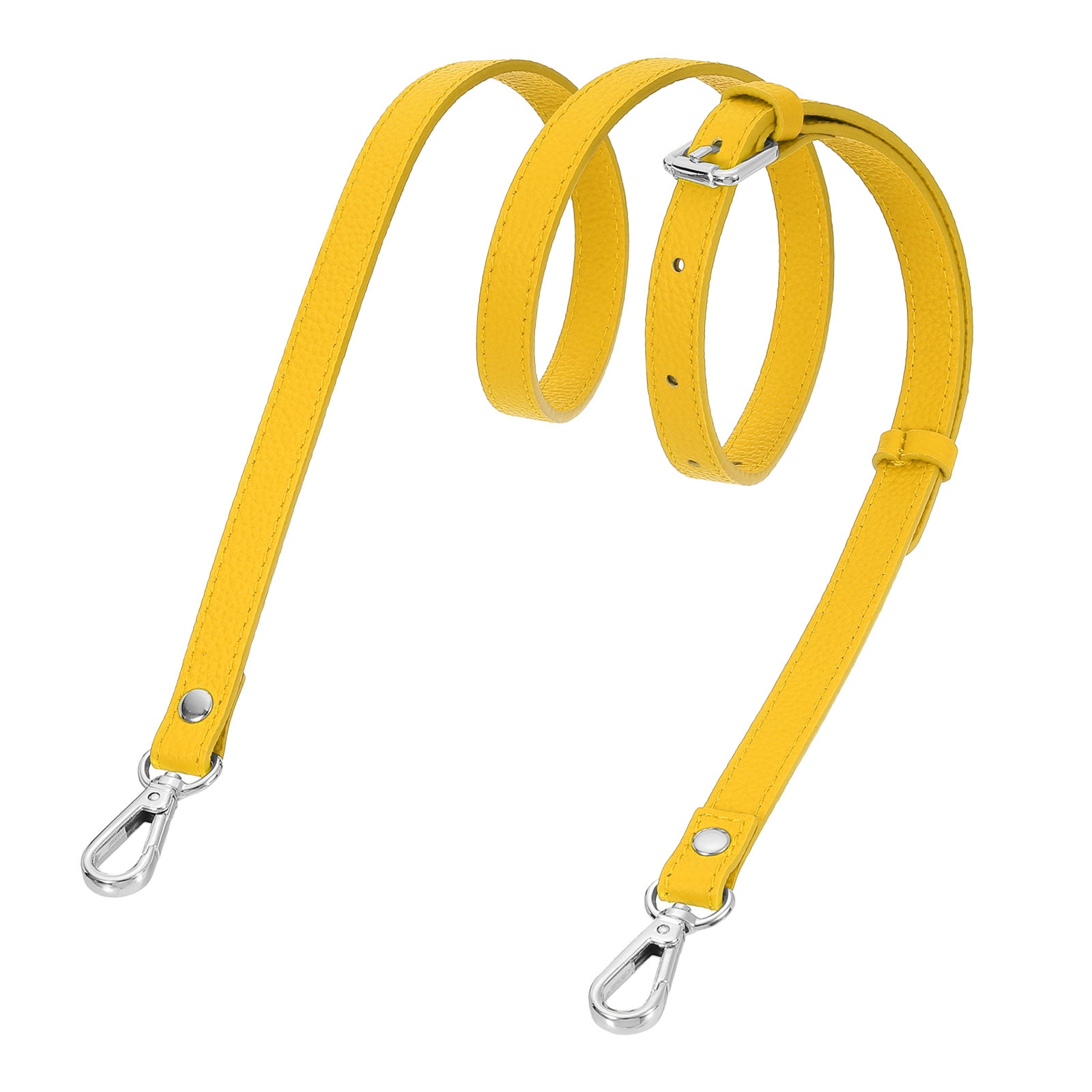 0.6" Genuine Leather Purse Strap for Bag (Earthy Yellow, Silver Buckle)