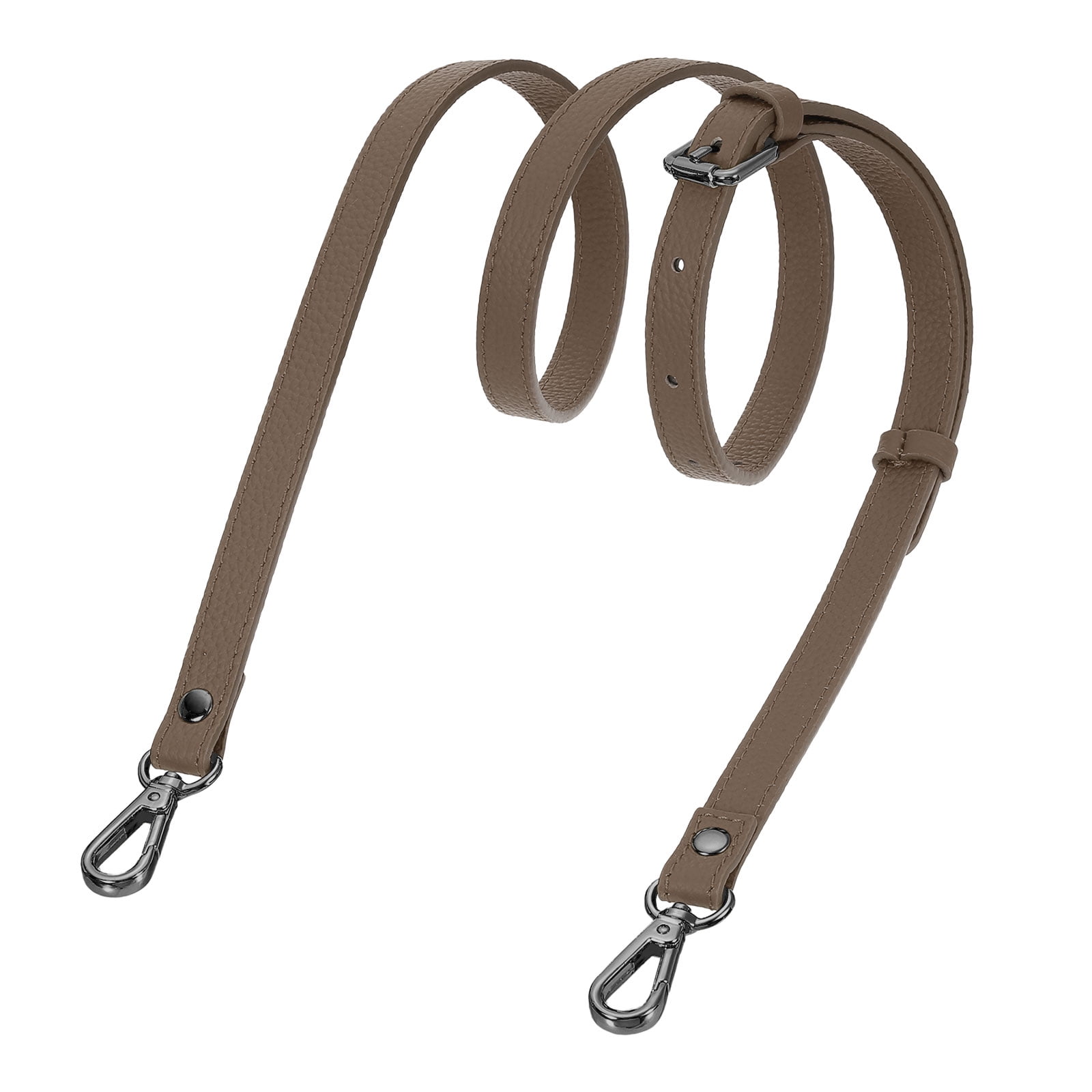 0.6" Genuine Leather Purse Strap for Bag (Khaki, Black Buckle)