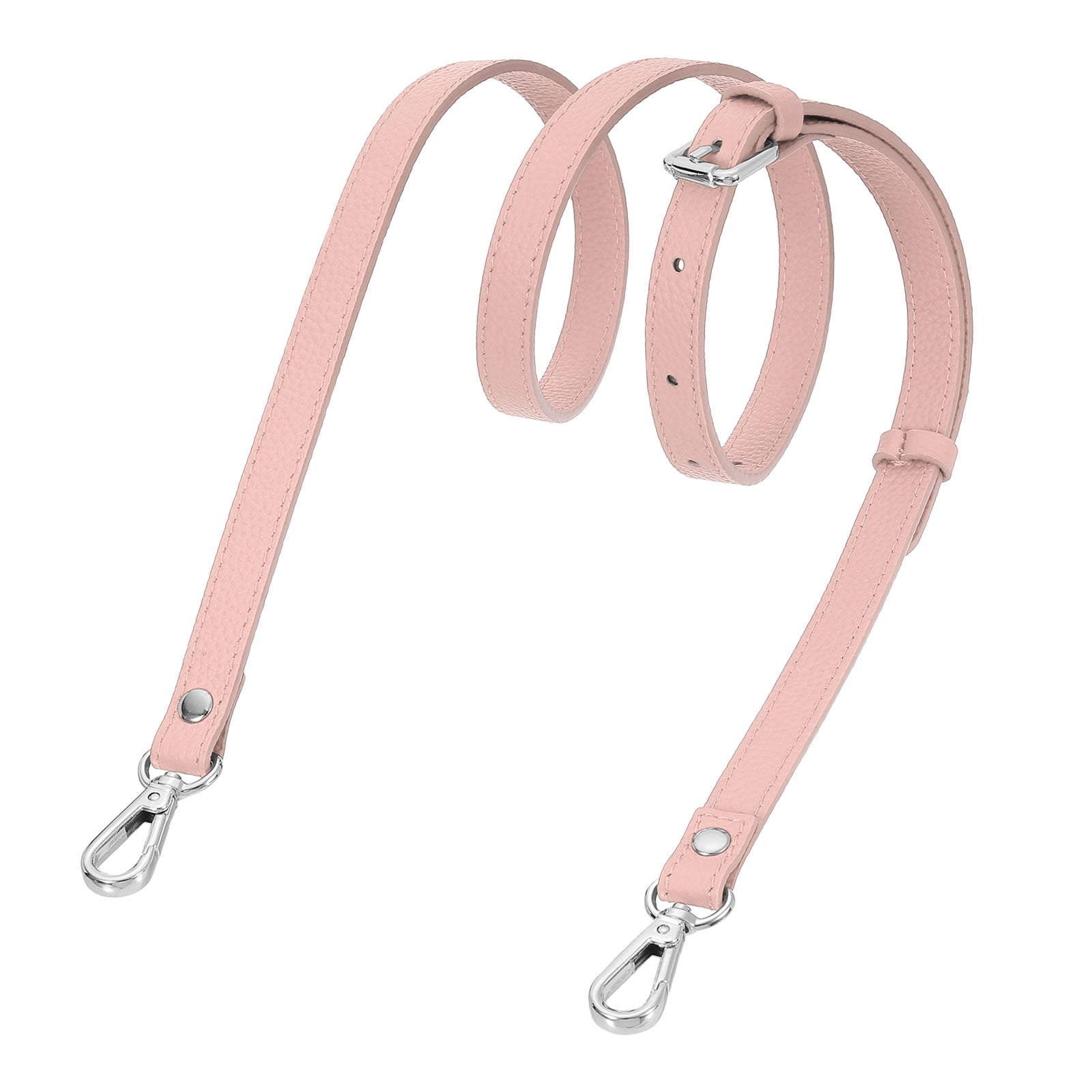 0.6" Genuine Leather Purse Strap for Bag (Pink, Silver Buckle)
