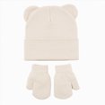 thumbnail image 1 of 0-6 Months Kids Winter Knit Hat and Mitten Set, Cute Bear Ear Beanie for Boys Girls, 1 of 8
