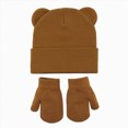 thumbnail image 1 of 0-6 Months Kids Winter Knit Hat and Mitten Set, Cute Bear Ear Beanie for Boys Girls, 1 of 8