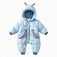 thumbnail image 1 of 0-6 Months Newborn Baby Winter Hooded Snowsuit Deer Ear Padded Romper Infant Zipper Warm Jumpsuit Outfit, 1 of 7