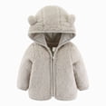 thumbnail image 1 of 0-6 Months Unmatched Newborn Infant Baby Girls Boys Jacket Bear Ears Hooded Outerwear Zipper Warm Fleece Winter Coat Sports Hoodie Beige Sports Hoodie, 1 of 4