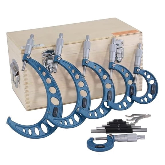 0-6" Premium Outside Micrometer Machinist Tool Set Round Frame 0.0001" Precision Vernier Scale with Carbide Tips