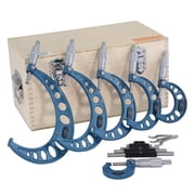 0-6" Premium Outside Micrometer Machinist Tool Set Round Frame 0.0001" Precision Vernier Scale with Carbide Tips