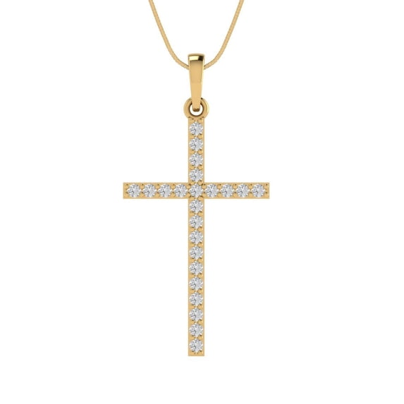 0.6 ct Brilliant Round Cut Moissanite 14k Yellow hypoallergenic Solid gold Designer Everyday Affordable Dainty Necklace Pendant with 18" Chain