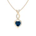 thumbnail image 1 of Angara Natural London Blue Topaz Infinity Heart Pendant Necklace for Women in 14K Yellow Gold (Size-5mm) | November Birthstone Jewelry, 1 of 10