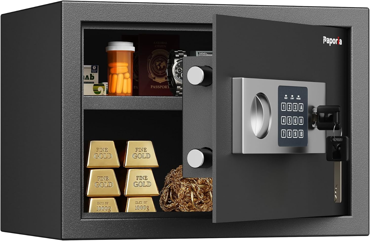 0.6 cubic foot safe with digital keypad lock and key, home safe for ...