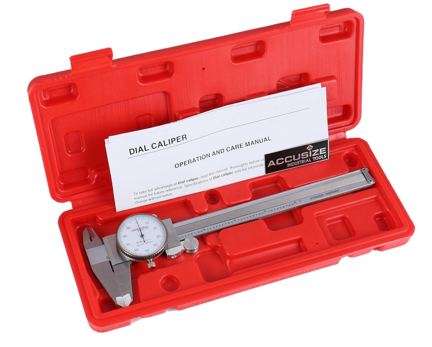 0-6 inch by 0.001 inch Precision Dial Caliper, Stainless Steel, in Fitted Box, P920-S216