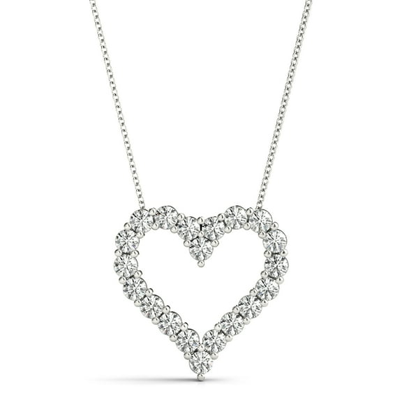 0.60 CT Diamond 2.17 Gram 14K Gold Heart Pendant With 18" Box Chain