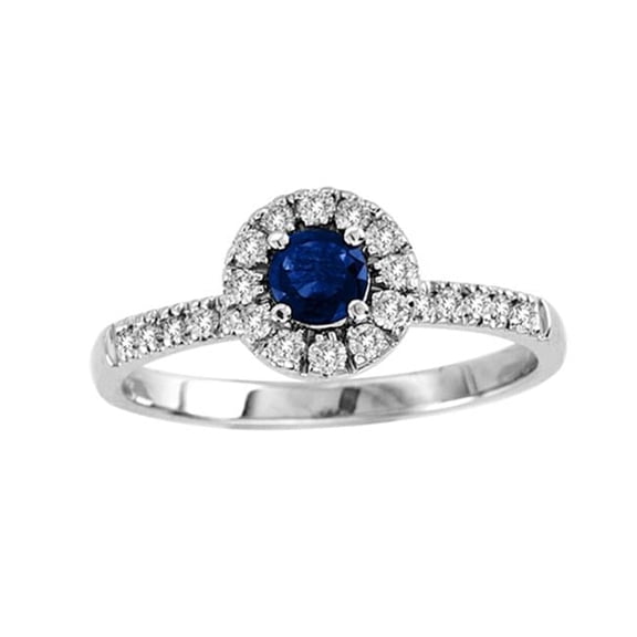 0.60 CTTW Sapphire & Diamond Halo Ring Set, 14K Gold - Size 6