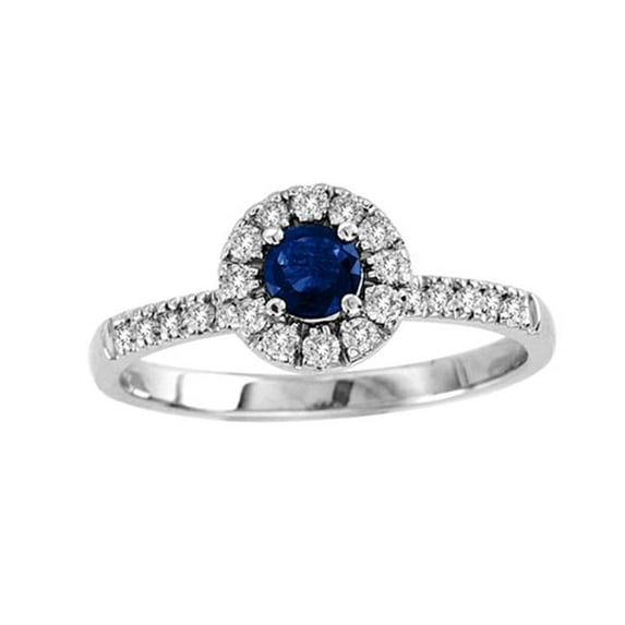 0.60 CTTW Sapphire & Diamond Halo Ring Set, 14K Gold - Size 9
