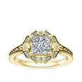 thumbnail image 1 of 0.60 Carat Brilliant Princess Cut Genuine Diamond Halo Wonderful Ring for Ladies Solid 14K Yellow Gold Size 10.5, 1 of 8