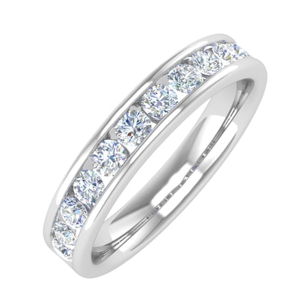 0.60 Carat Channel Set Diamond Wedding Band Ring in 14K White Gold (Ring Size 6.5)