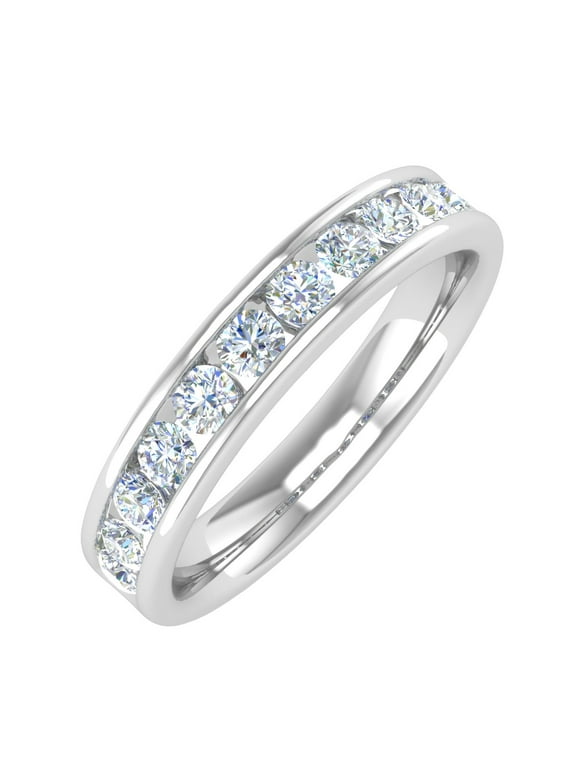 0.60 Carat Channel Set Diamond Wedding Band Ring in 14K White Gold (Ring Size 8)