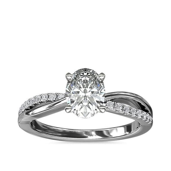 0.60 Carat Excellent Oval Cut Natural Diamond Solitaire with Accents Beautiful Ring for Anniversary Solid 14K White Gold Size 4.5